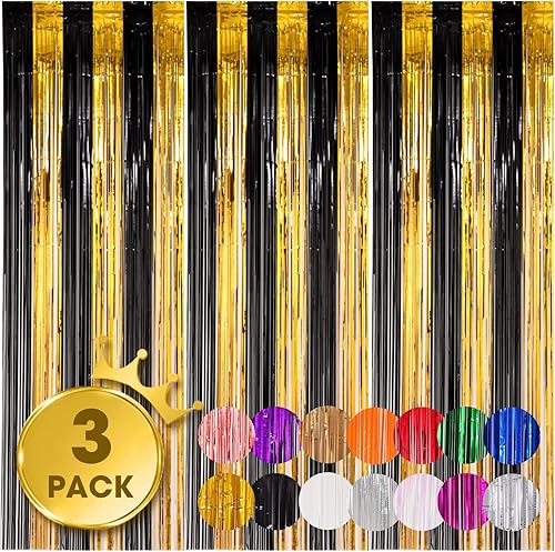 Cortinas de fondo de flecos de papel de aluminio, decoraciones de fiesta de cumpleaños, graduación, baby shower, revelación de género, discoteca, 3