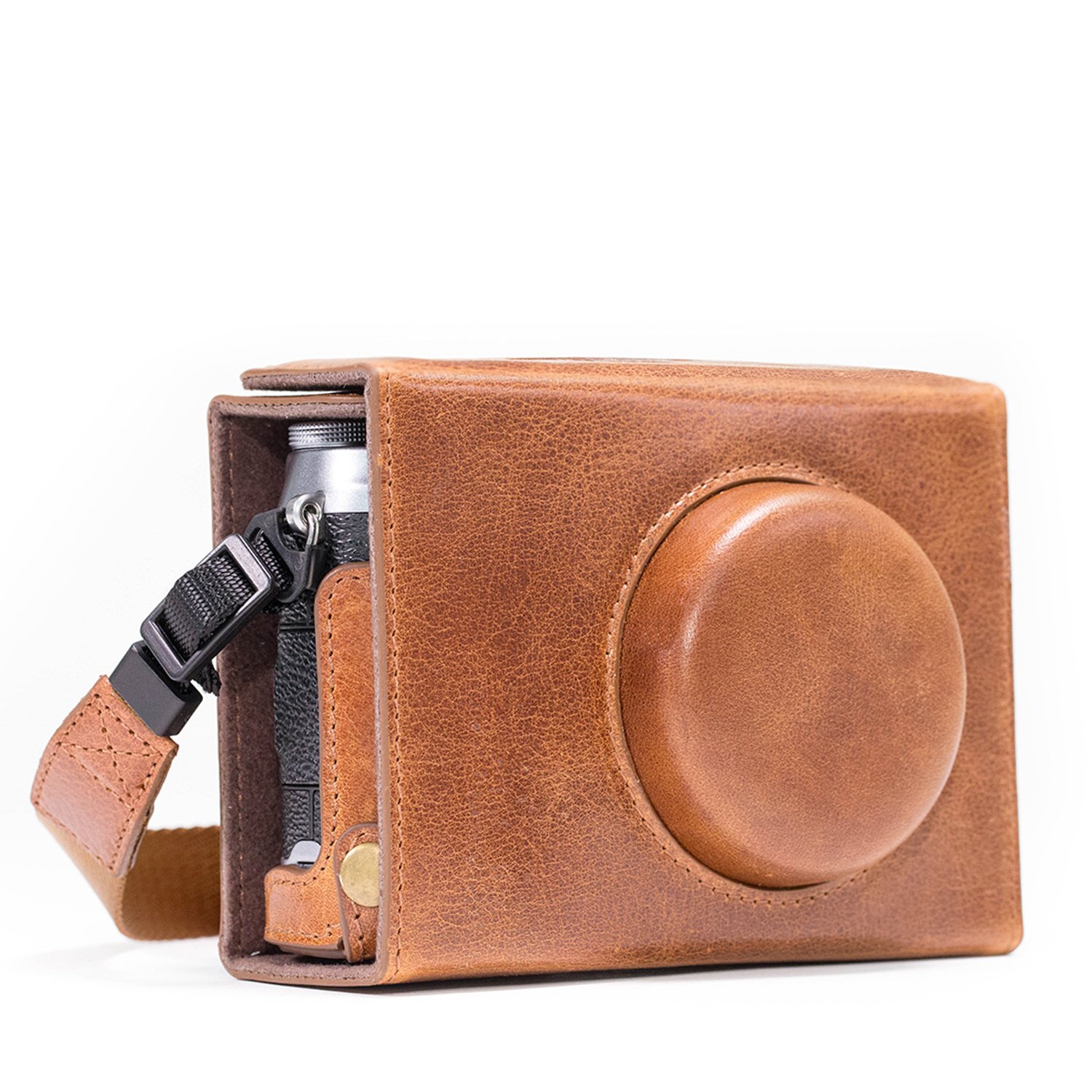 MegaGear Custodia Mezza Pelle Per Fujifilm X100F - Vera Pelle, Accesso Batteria