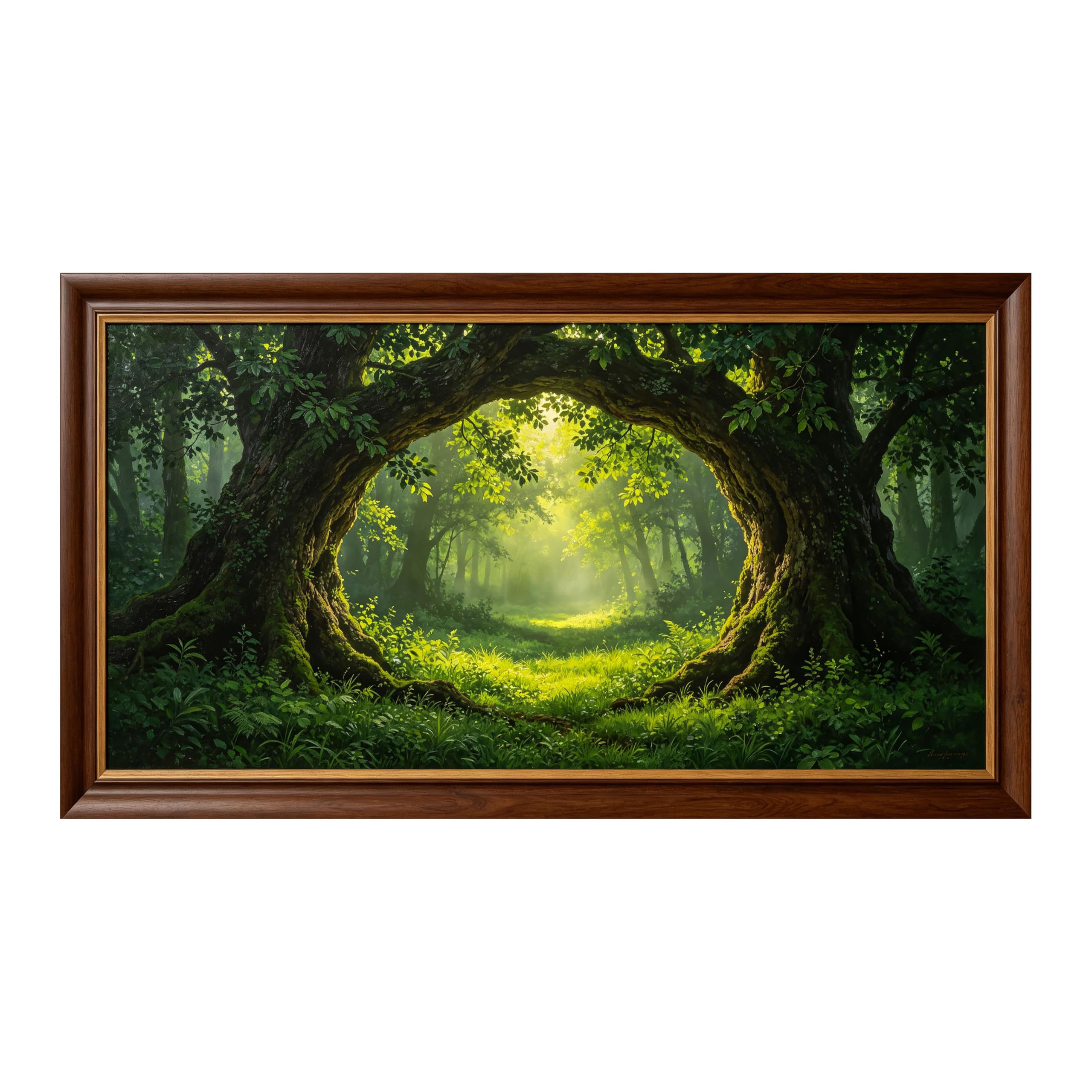 Yzpallescene 3D Framed Wall Art Mystic Woodland Sunlight Landscape Large Size SelfAdhesive Removable Wall Decor Prints Artwork for Living Room Bedroom Office