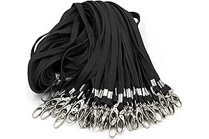 100 Pack Black Lanyards for IDs with Durable Badge Clips and Swivel Hooks