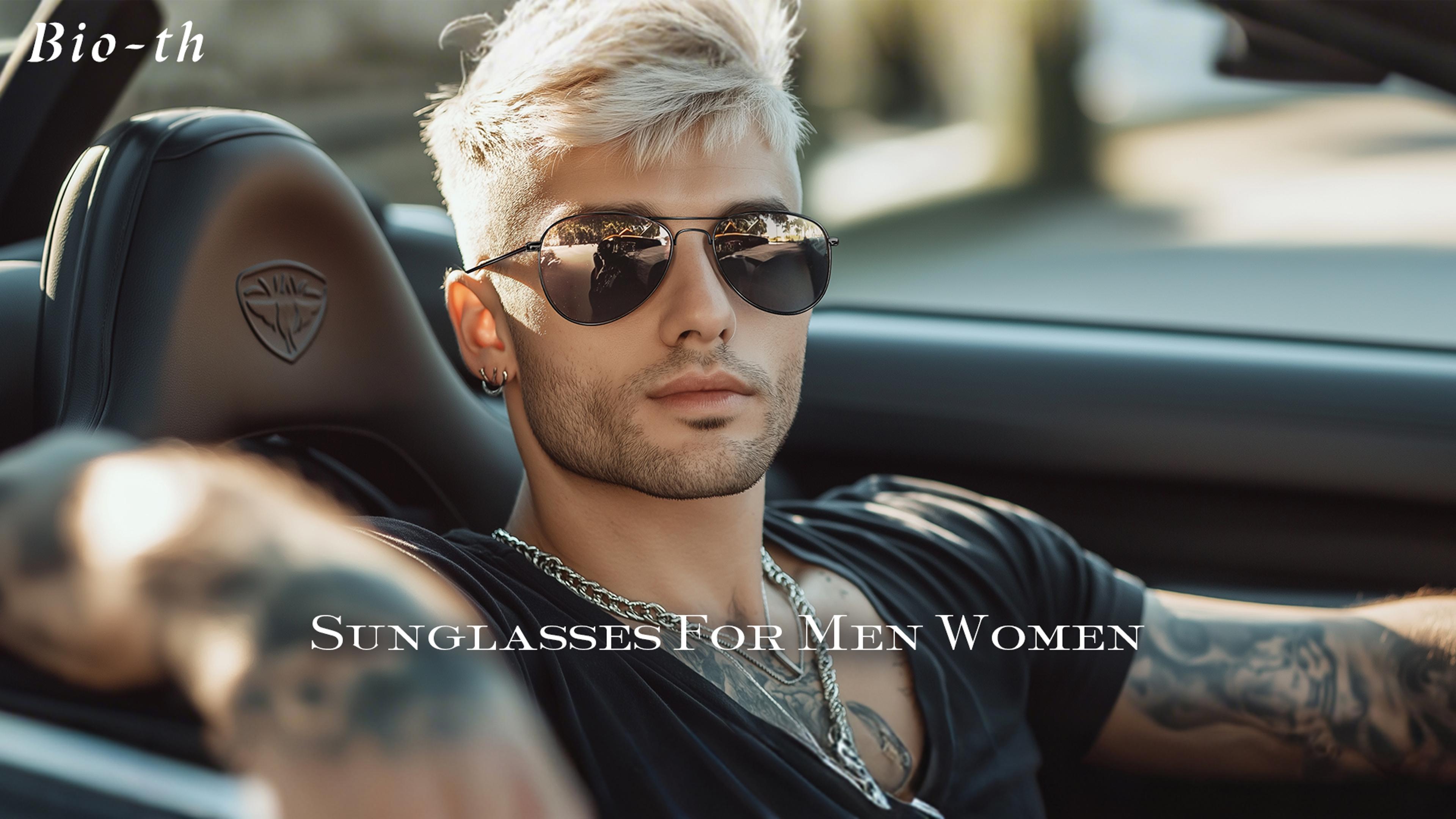 Bio-th Aviator Polarized Sunglasses For Men & Women - UV400 Protection, Metal Mirror Frame, Retro Driving Glasses