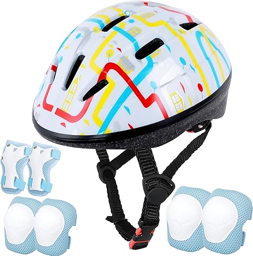 Miniatura 8 de Lamsion Kids Helmet Adjustable for Kids Ages 3-8 Years Old Boys Girls, Toddler Helmet with Protective Sports Gear Set Knee Elbow Pads Wrist Guards