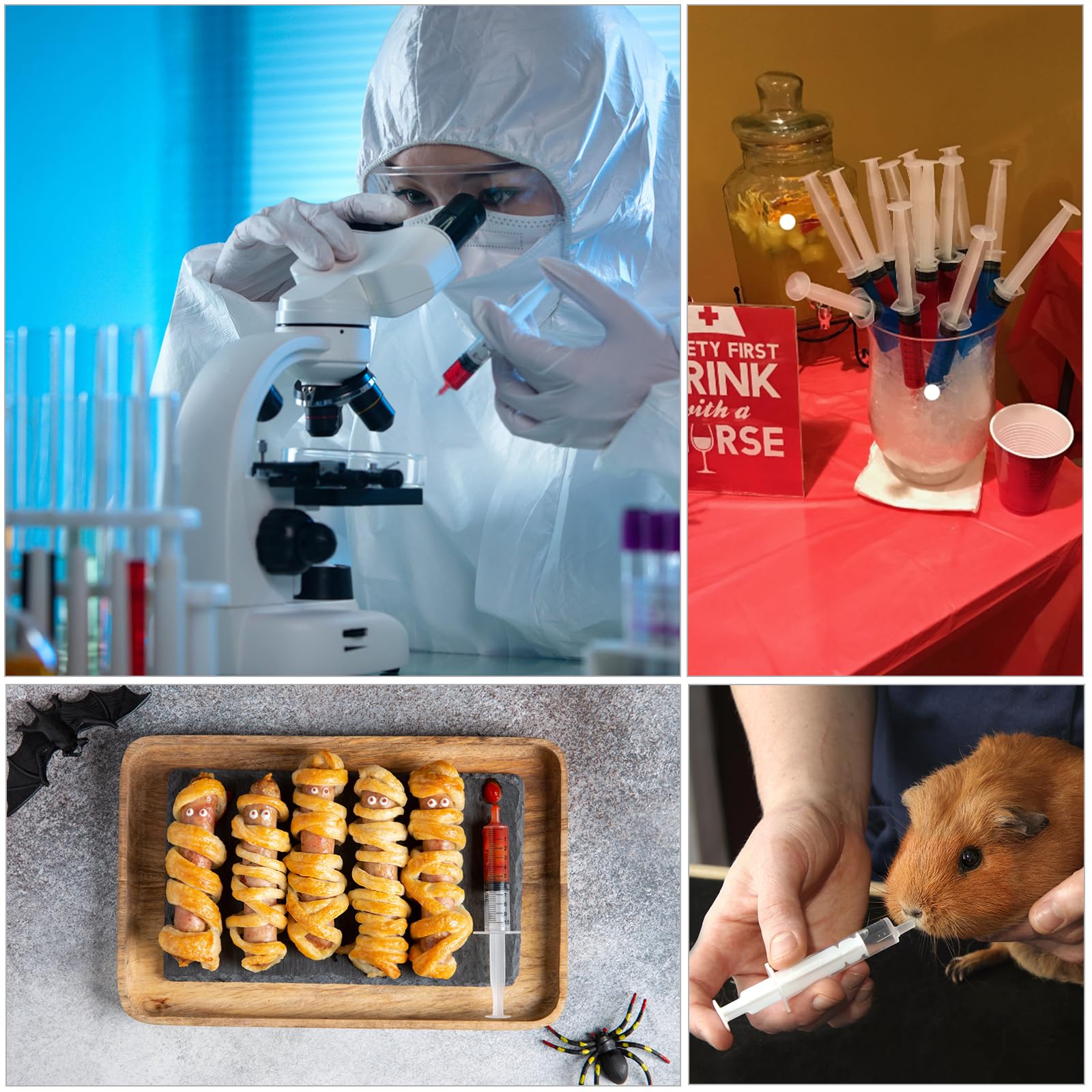 Siringhe da 10 ml, confezione da 200 siringhe grandi in plastica con tappo a punta, siringa dosatrice, siringa orale per laboratori scientifici, alimentazione di animali domestici, misurazione,