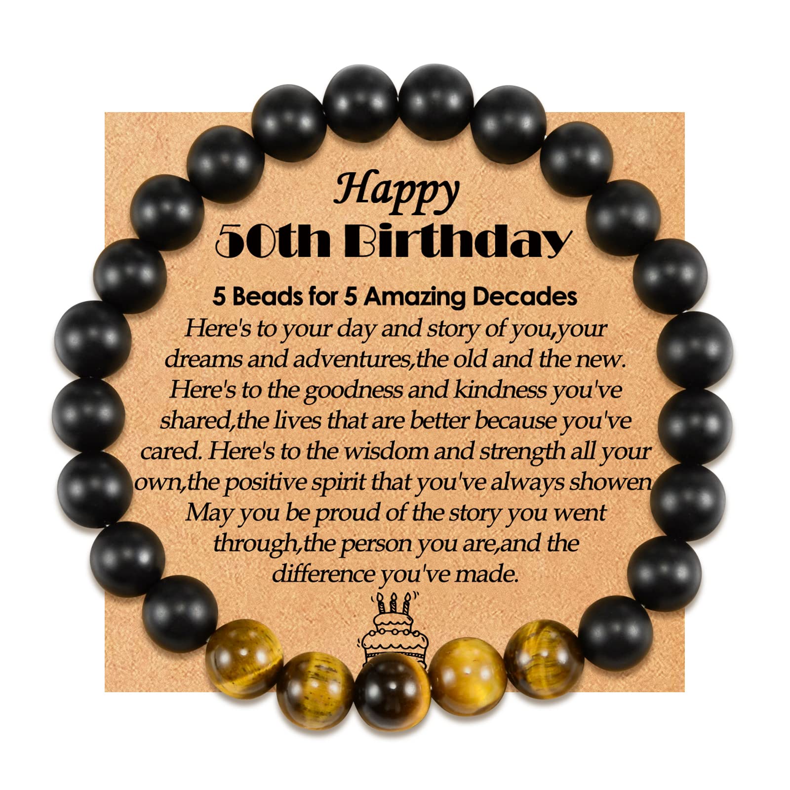 YELUWA 21°30°40°50°60°Regali di Compleanno per Lui Bracciale di Pietre Naturali per Padre Figlio Nonno Fratello Fidanzato Marito Anniversario San Valentino Festa del Papà Regalo di Laurea