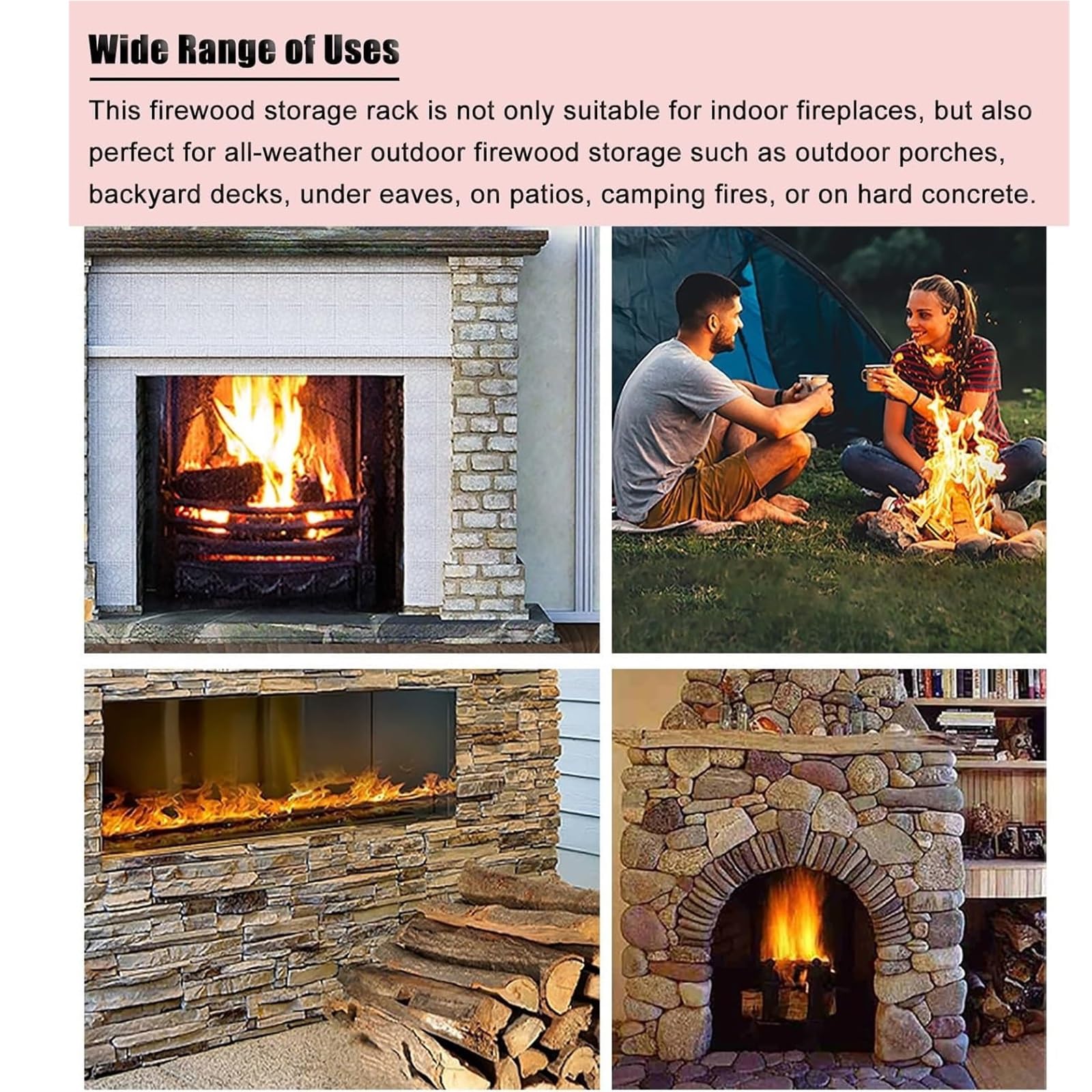 Creative House Kaminholzregal – Schmiedeeiserner Holzhalter für effiziente Holzlagerung Outdoor Kaminzubehör Wetterbeständiges, stilvolles Design