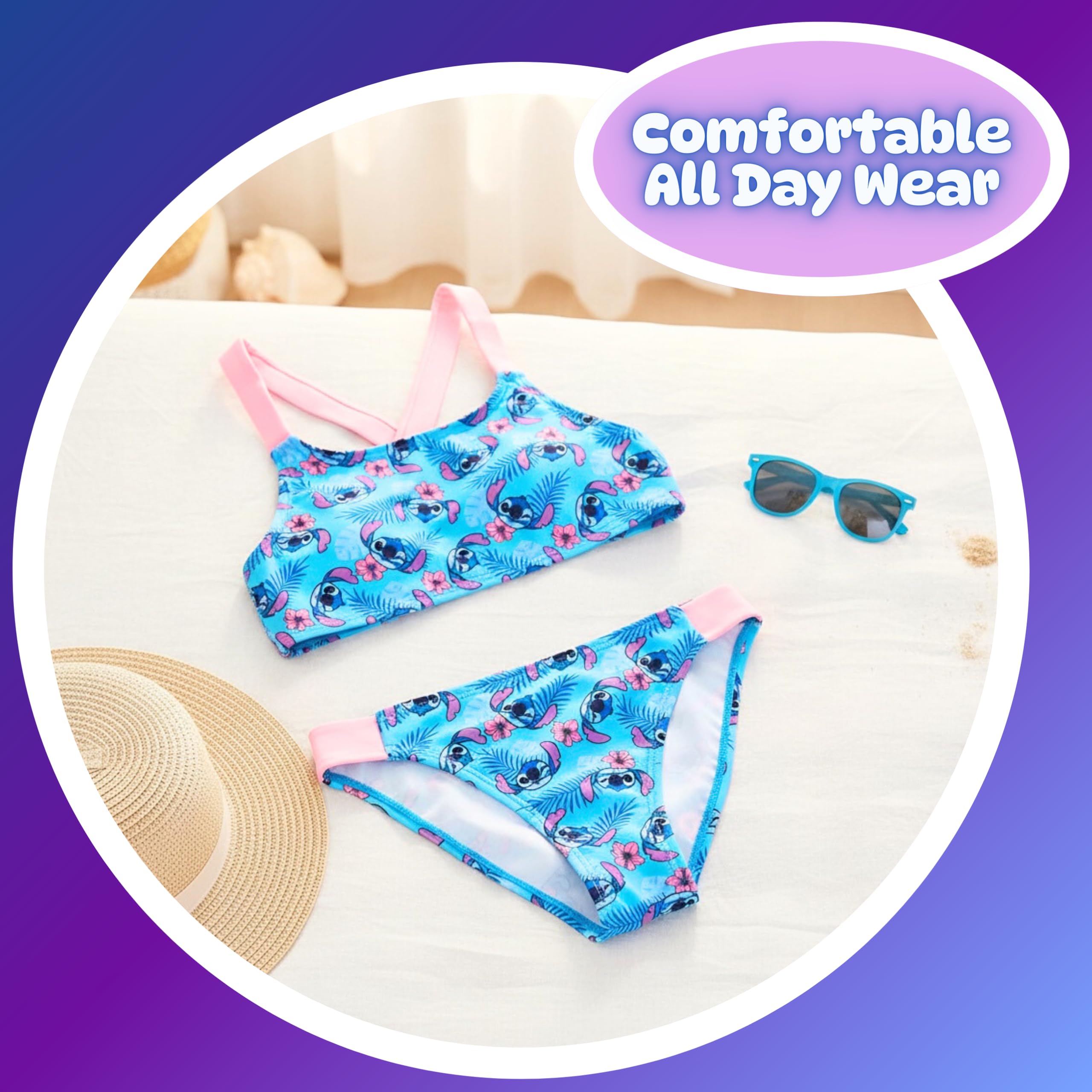 Disney Stitch Bikini para Niña, Bañador de Dos Piezas Verano Infantil Adolescentes, Tallas 6 a 12 Años
