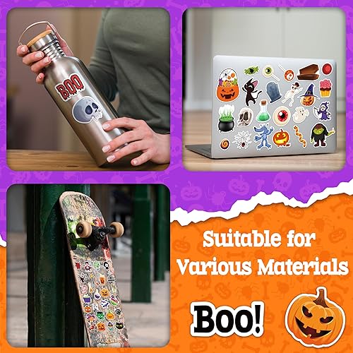 Miniatura 6 de LINAYE 300 calcomanías de Halloween que no se repiten, impermeables, de vinilo adhesivo, paquete de calcomanías de Halloween para niños, regalos de