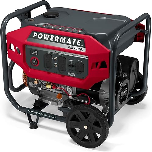 Miniatura 6 de Powermate PM9400E - Generador portátil de marco abierto a gas de 9,400 W, arranque eléctrico silencioso, ideal para el hogar, camping, RV y