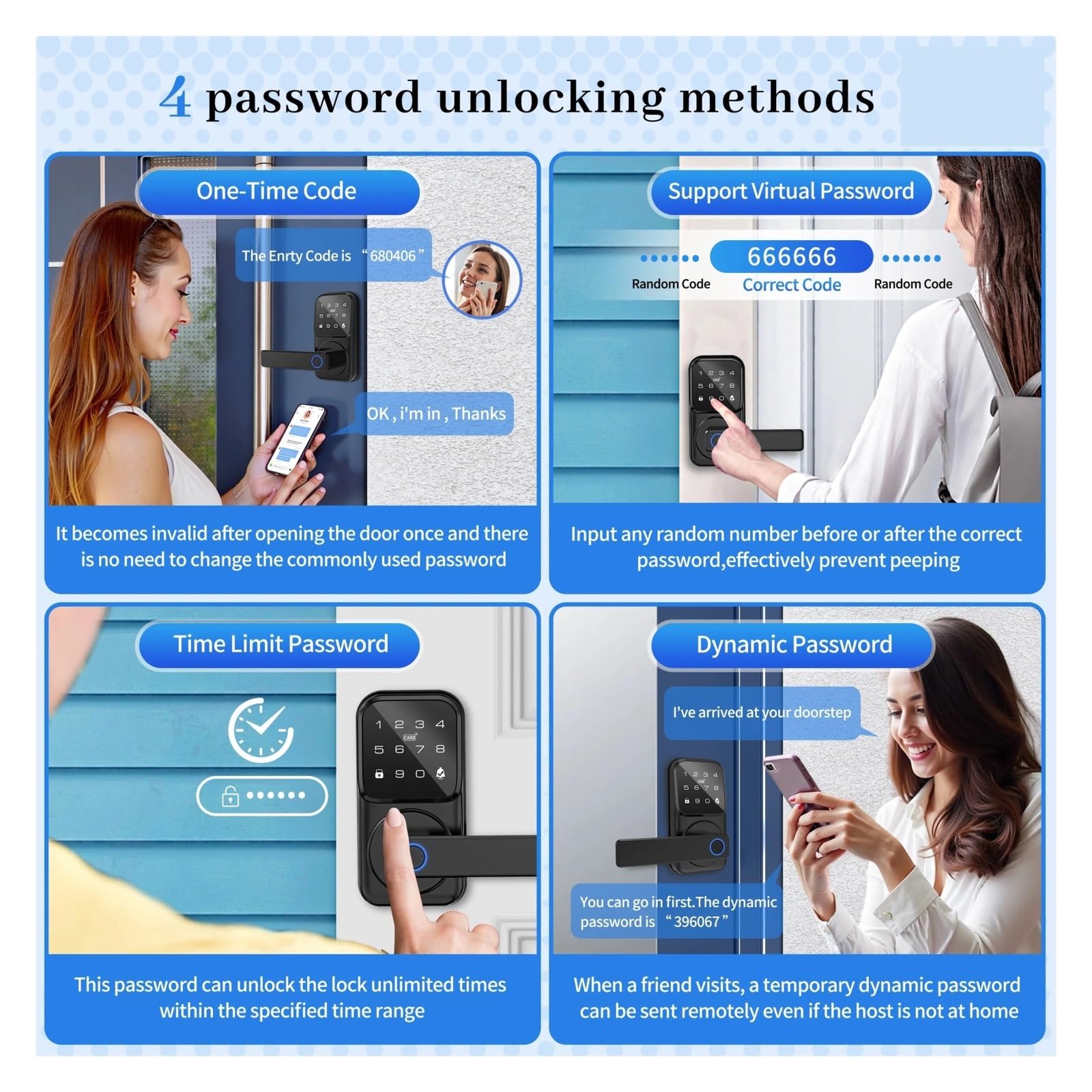 Serratura Intelligente, Serratura elettronica biometrica for porta in vetro Bluetooth Smart con impronta digitale RFID(Noir)