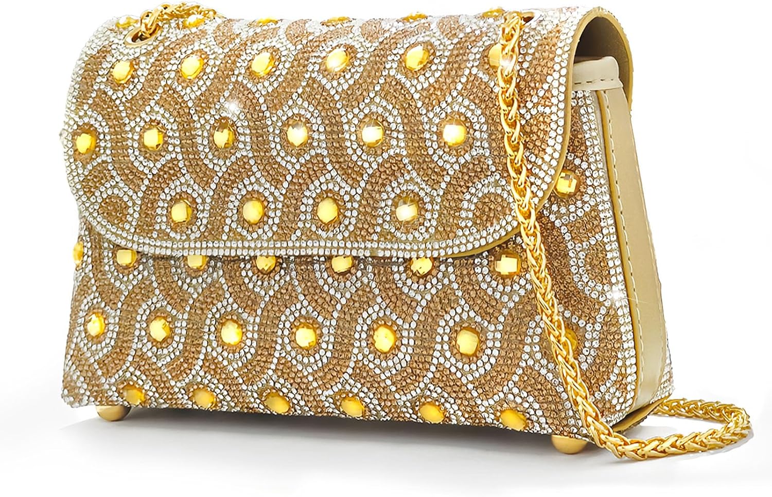 Rhinestone Evening Clutch Purse for Women - Sparkling Formal Handbag with Strap for Weddings, Parties, Prom, Cocktail