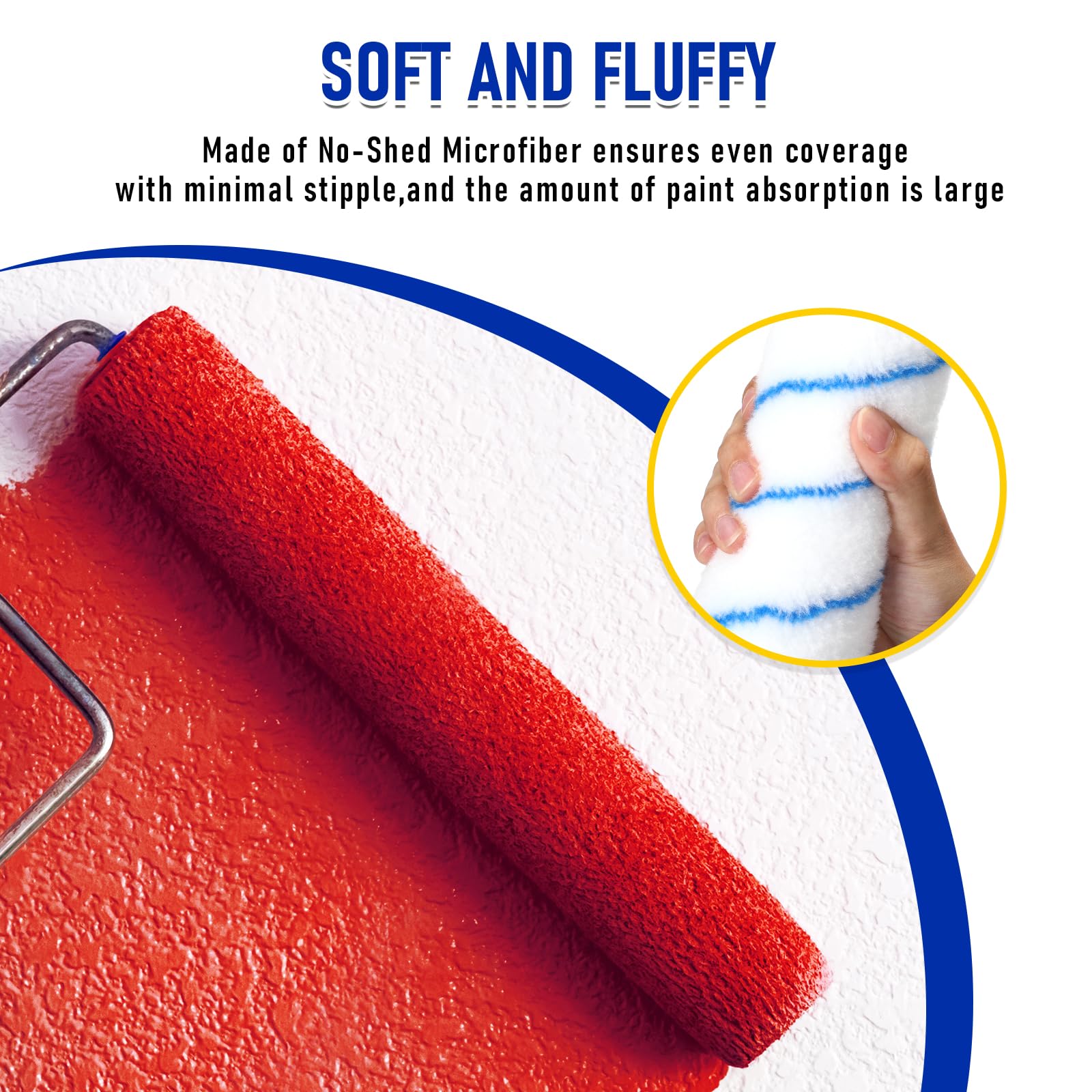 12-Pack 14 Inch Paint Roller Covers - 1/2 Inch Nap Microfiber Refills For Interior Painting