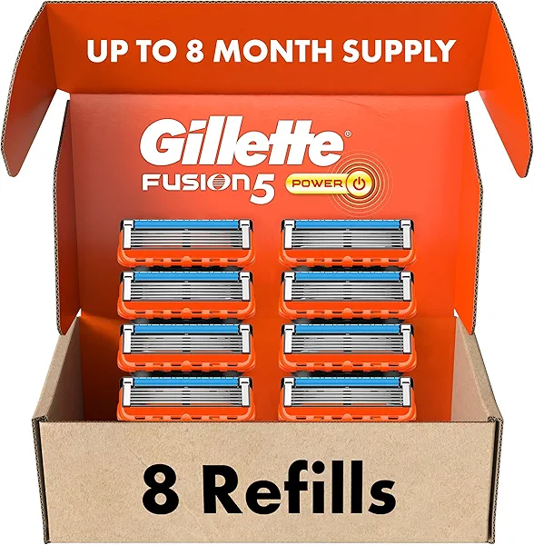 Gillette Fusion5 Power Razor Blades for Men, 5-Blade Razor Refills, 8 Count