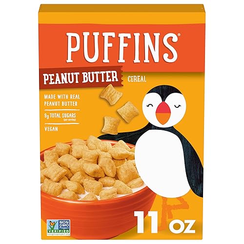 Barbaras Puffins Cereal de mantequilla de maní sin OMG vegano caja de 11 onzas
