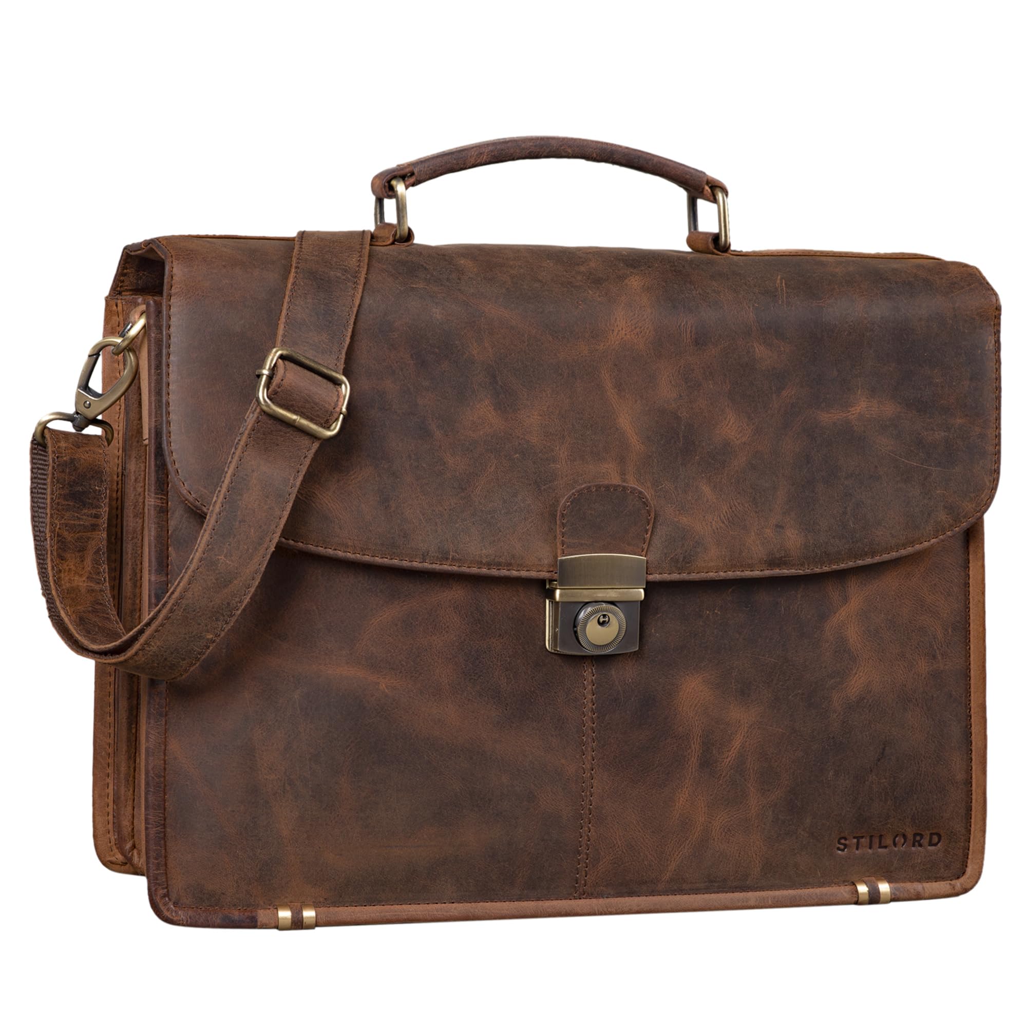 STILORD Miguel Porte-Documents Classique Cuir Noir Homme Serviette de Travail Sac d'affaires Business Bureau Sac pour Portable 15,6 Pouces Couleur:Antracite