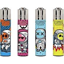 Clipper Reusable Lighters - 4 Pack - Funny Astronaut