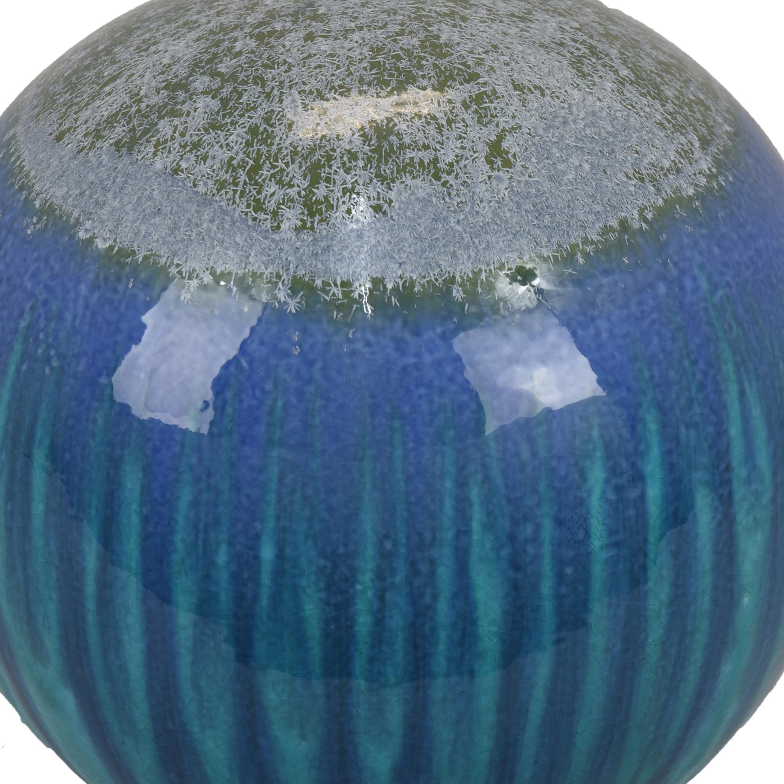 Benjara Mary Tabletop Accent Decor, Modern Round Orb, 12 Inch Blue Ceramic