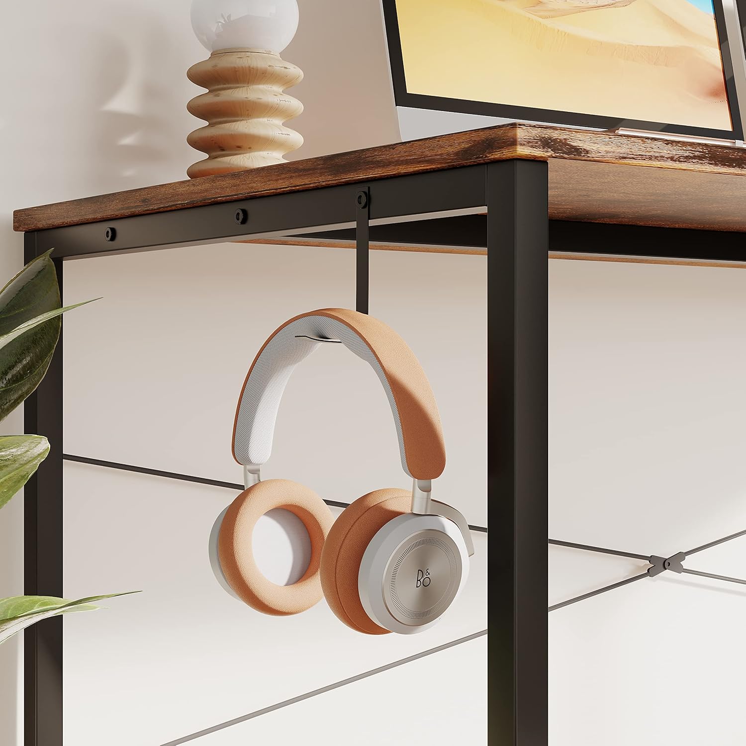 Flrrtenv 31 Inch Computer Desk, Small Writing Table with Sturdy Metal Frame and X-Shaped Design, Corner Desk for Home Office, Rustic Brown - Image 6