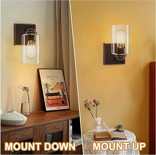 Miniatura 4 de Pia Ricco Juego de dos apliques de pared, lámparas de pared de cabecera con interruptor para dormitorio, lámparas de baño modernas con pantalla de