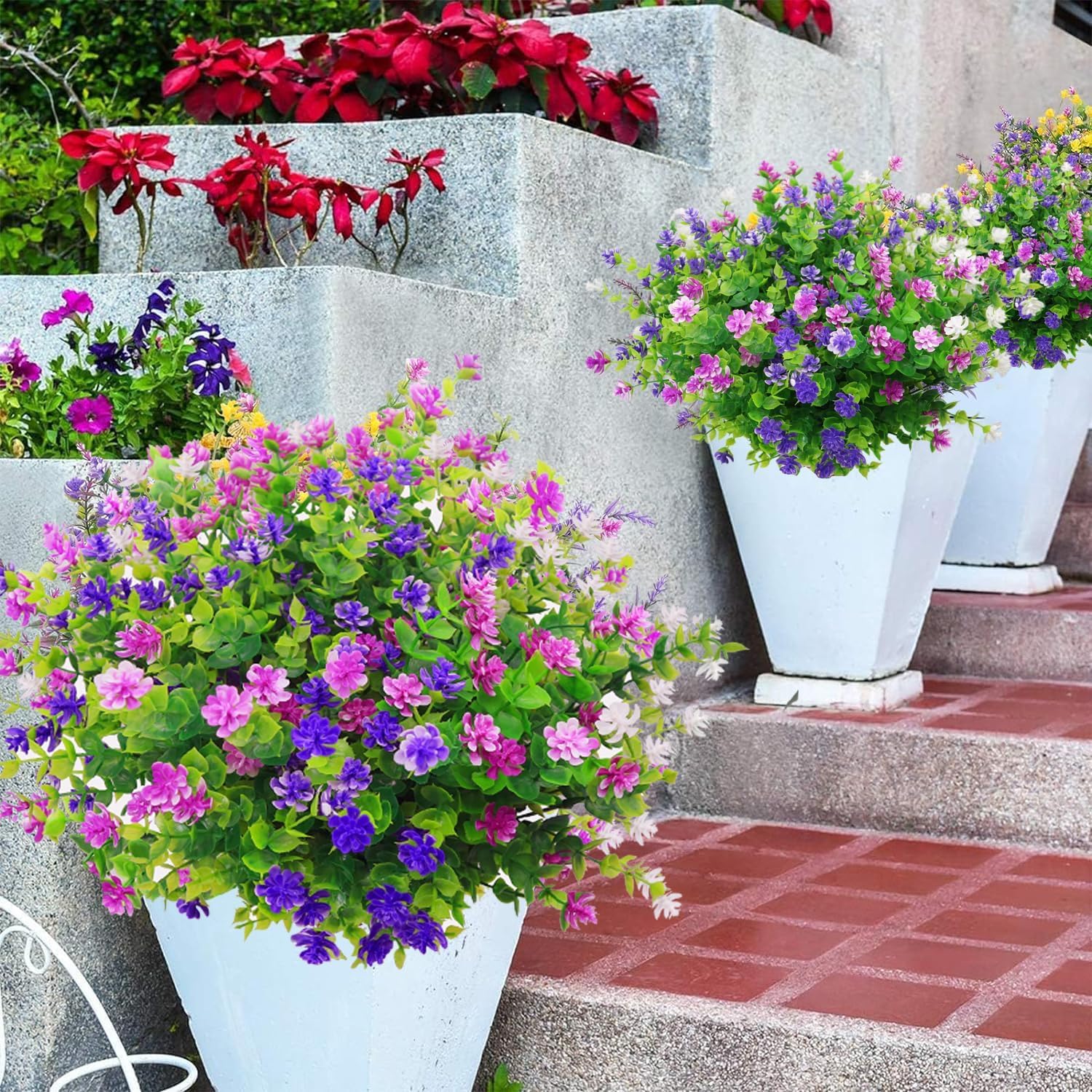 6 Bouquets Fleurs Artificielles VUCDXOP - Lilas Résistants UV Pour Déco Intérieur/Extérieur - Plastique Haute Qualité