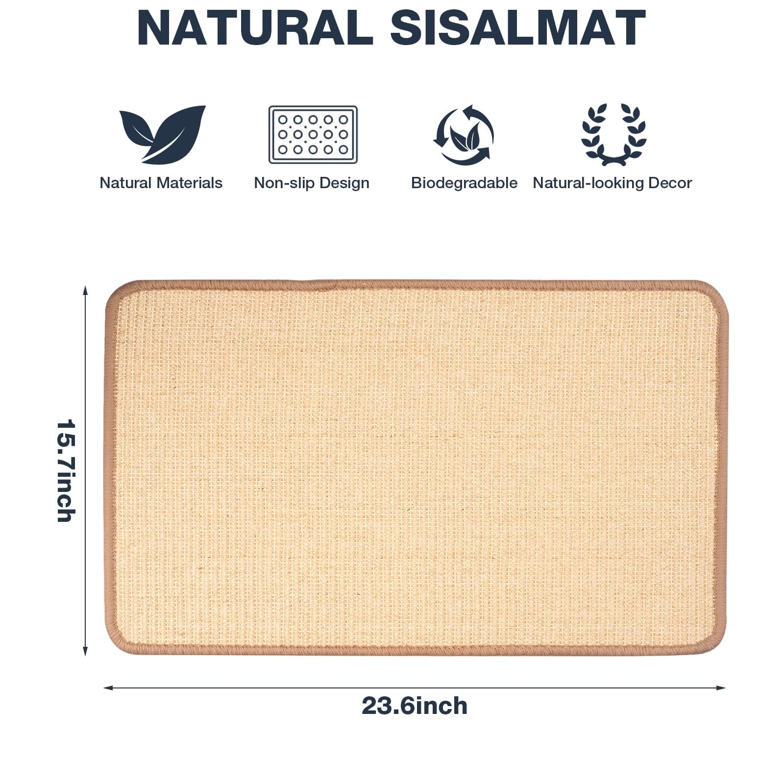SINBLUE Tappetino tiragraffi per conigli, in sisal naturale, tappetino tiragraffi per conigli, gattini, gatti, per gabbie, artigli e denti per la cura dei denti (3 pezzi, 40 x 60 cm)