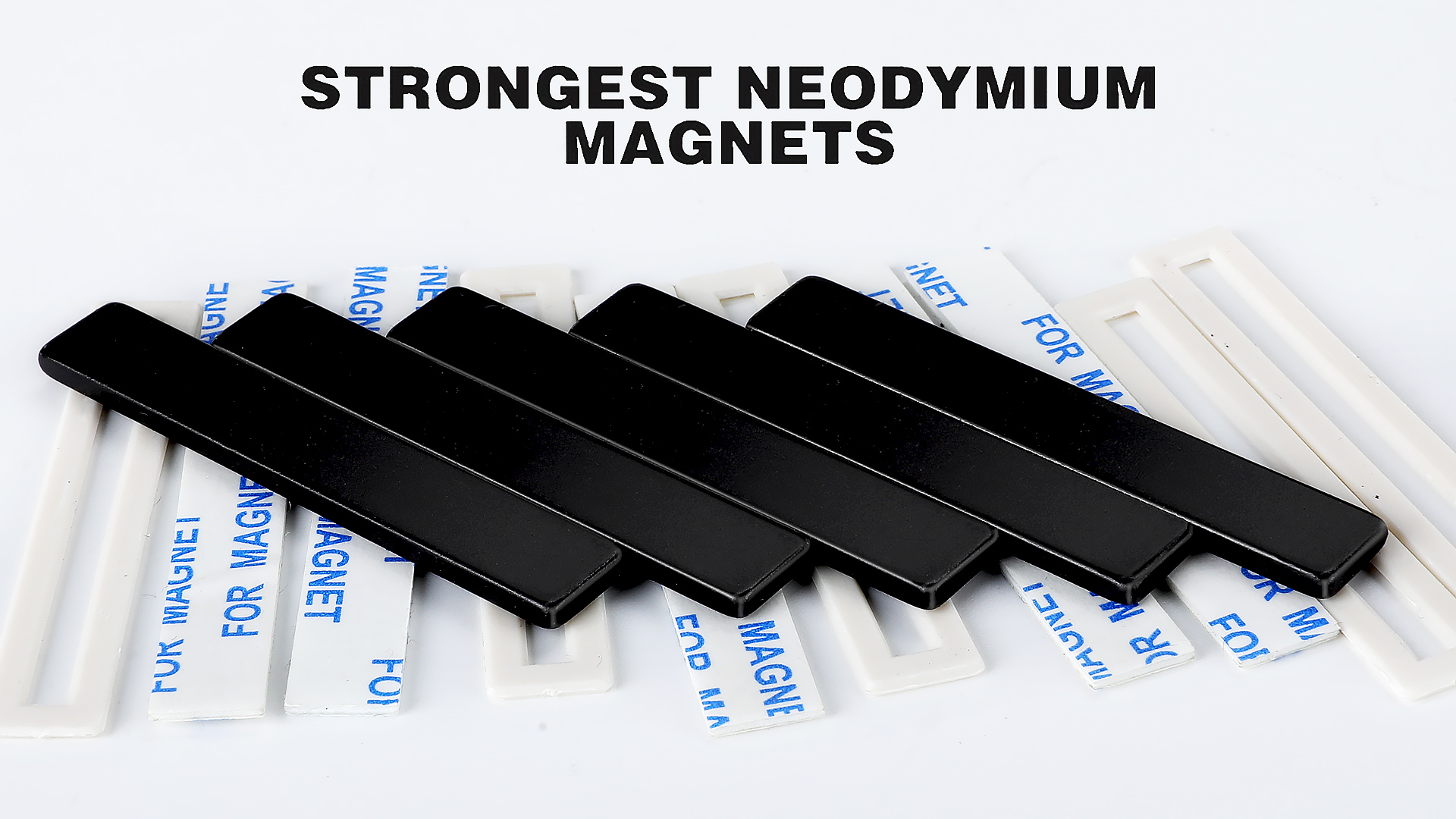 Image of MIKEDE Black Magnets, 30 Pack Strong Neodymium Magnet Bar, Heavy Duty Rare Earth with Adhesive Backing, Powerful Bar for Crafts Kitchen DIY Science Office - 2.36 x 0.39 x 0.2in