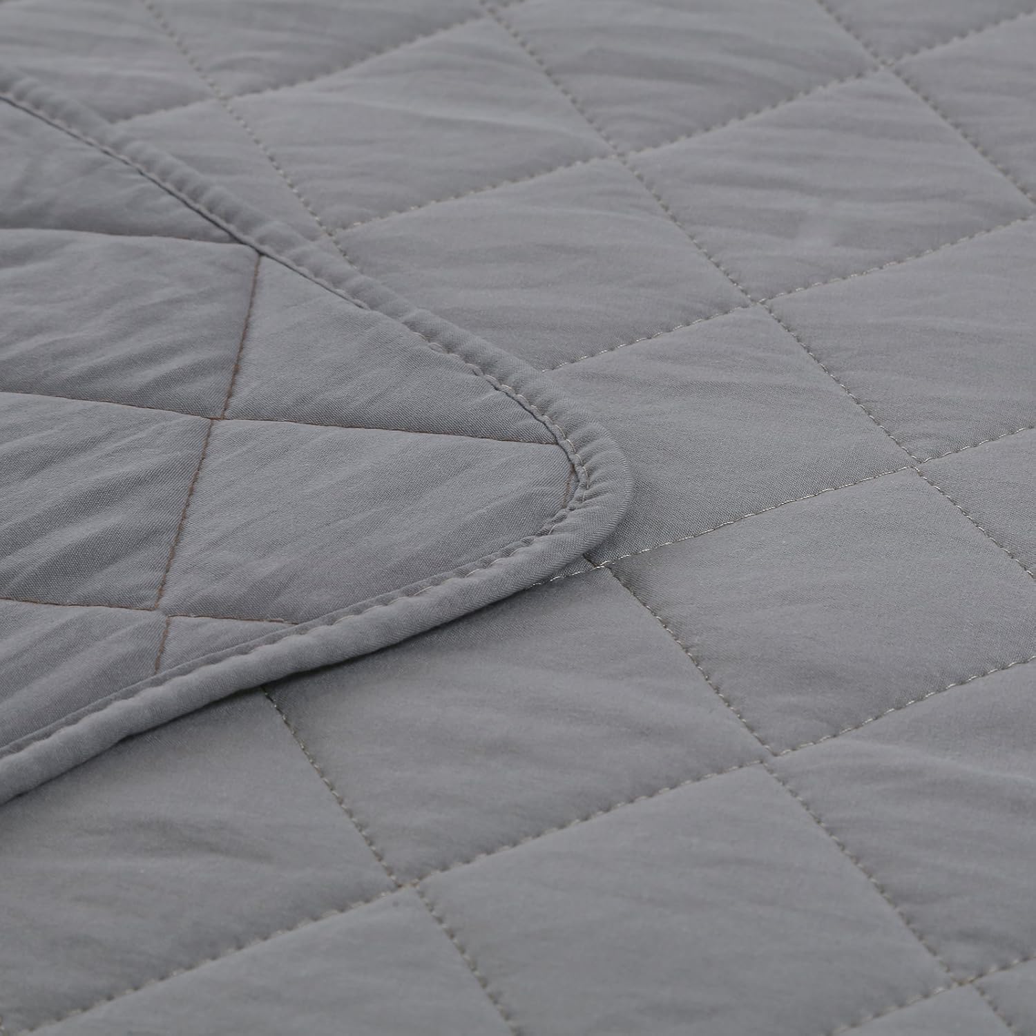 YESHOME Quilt Set Gray Full/Queen Size(90"x 96")-Hypoallergenic Diamond Pattern Soft Bedspread Microfiber Coverlet for All Season-2 Piece(Include 1 Quilt,2 Shams)