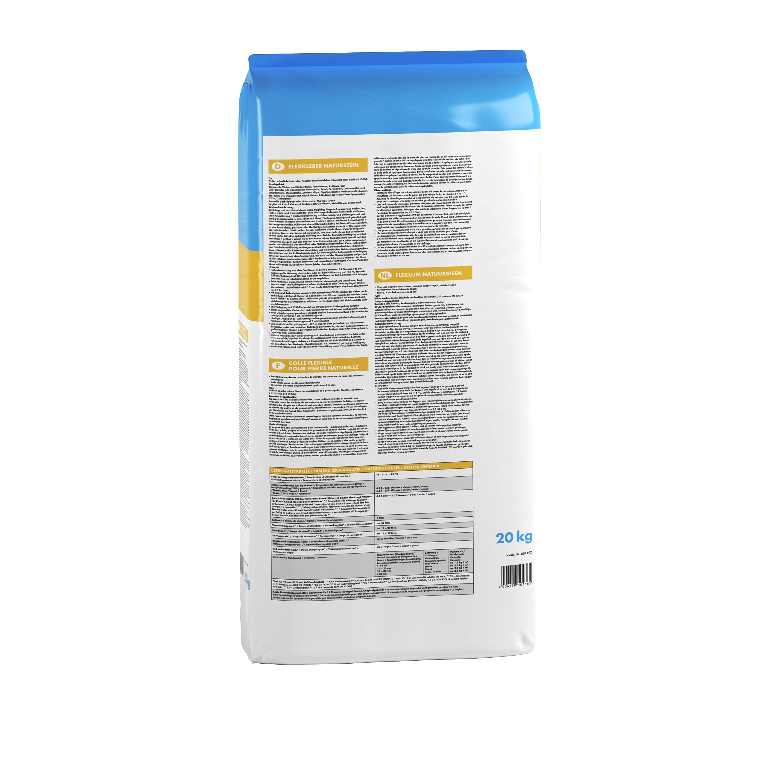 Knauf Flexkleber Naturstein 5-kg – Marmor-Klebstoff und Fliesen-Kleber zum Verlegen von Glas-Fliesen, Glas-Mosaik und Marmor, innen und außen