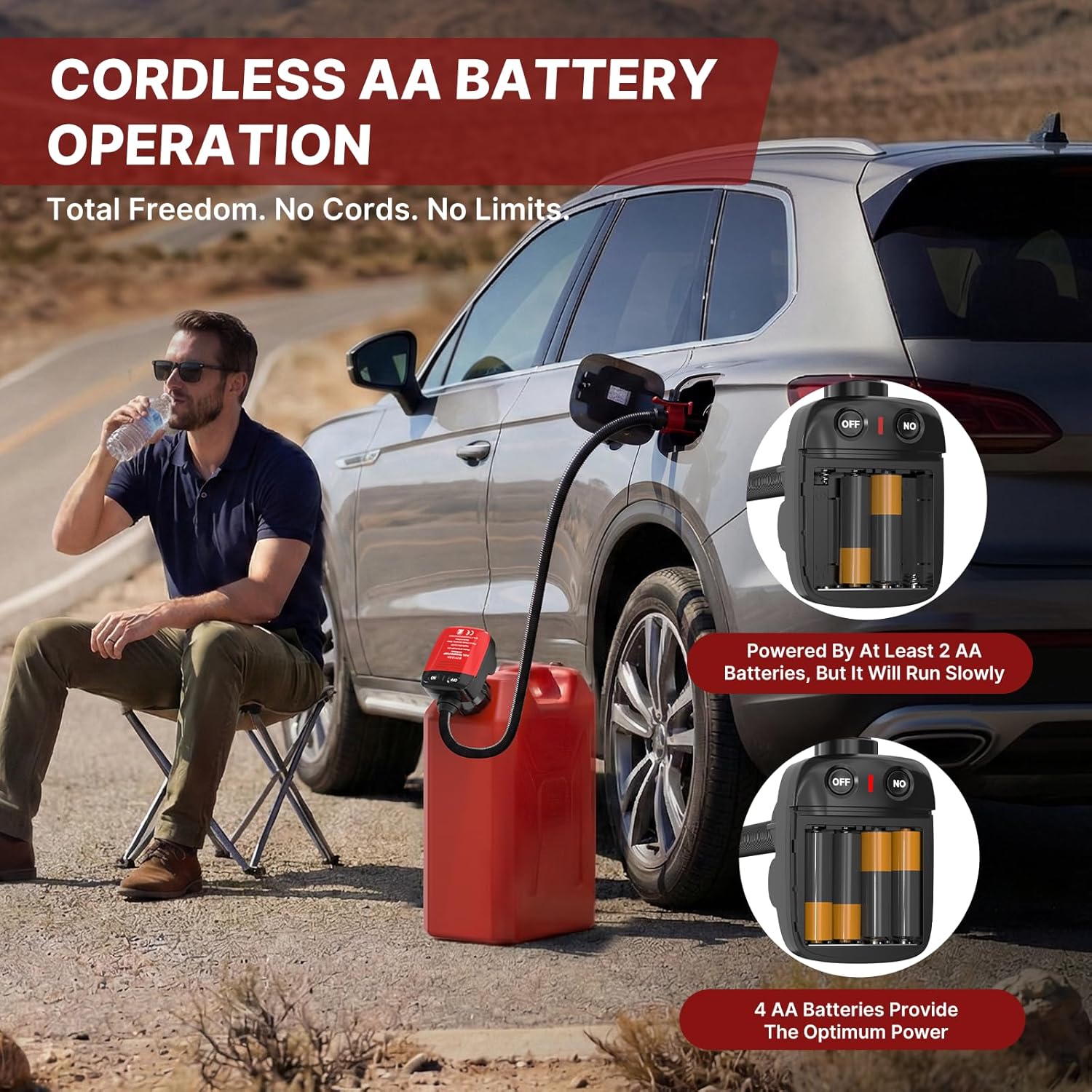 BOYISEN Cordless Fuel Transfer Pump with Auto-Stop, 3.2 GPM - Portable Battery Powered, Transfers Gasoline, Diesel, Kerosene, Oil & Water, Includes 4 Adapters for Gas Cans