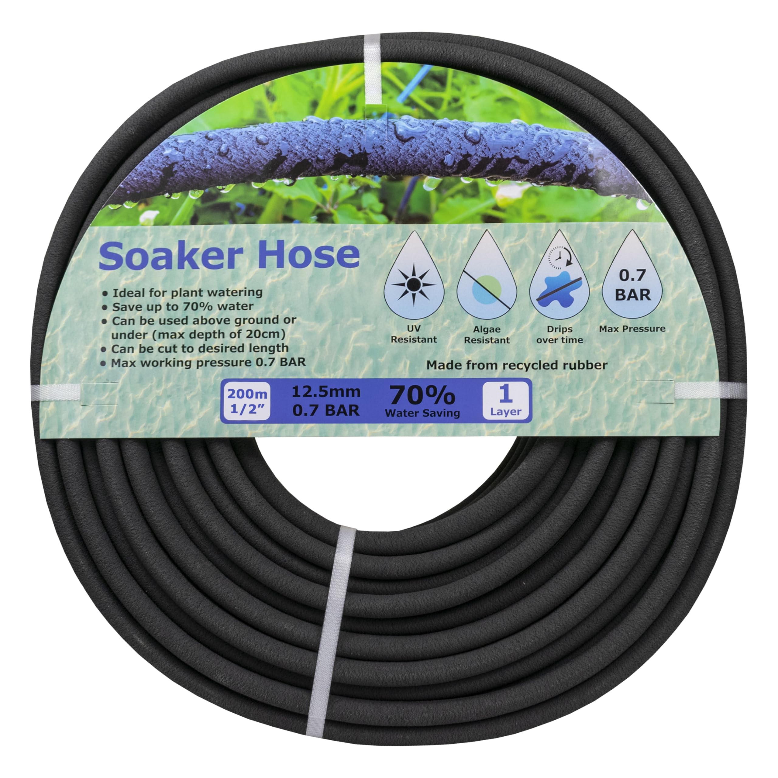 Porous Drip Irrigation Hose - Water-Saving Soaker Hose Pipe for Gardens, Flowerbeds, Vegetables, Greenhouses & Potted Plants, 200m Roll to Cut for Custom Irrigation Systems