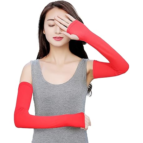Women's Outdoor Sun Block Soft Long Red Arm Wraps