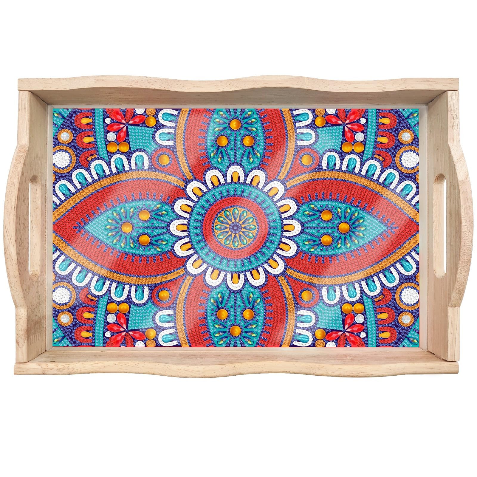 DIY Diamond Painting Tray Diamond Art Painting Pallet Handmade Wooden Mandala Tray Dinner Plate Tea Tray Coffee Tray — image 1