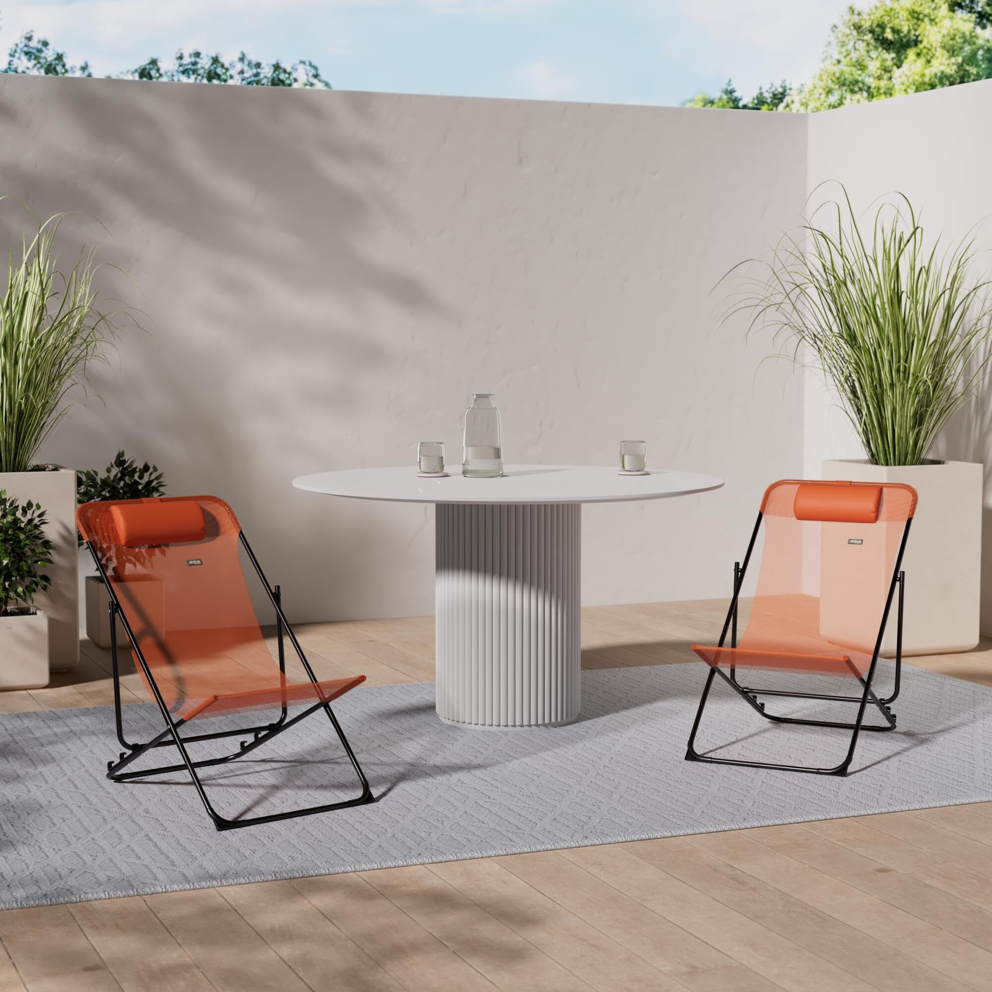 AKTIVE Hamac Pliable Jardin Multi-Position Orange avec Coussin