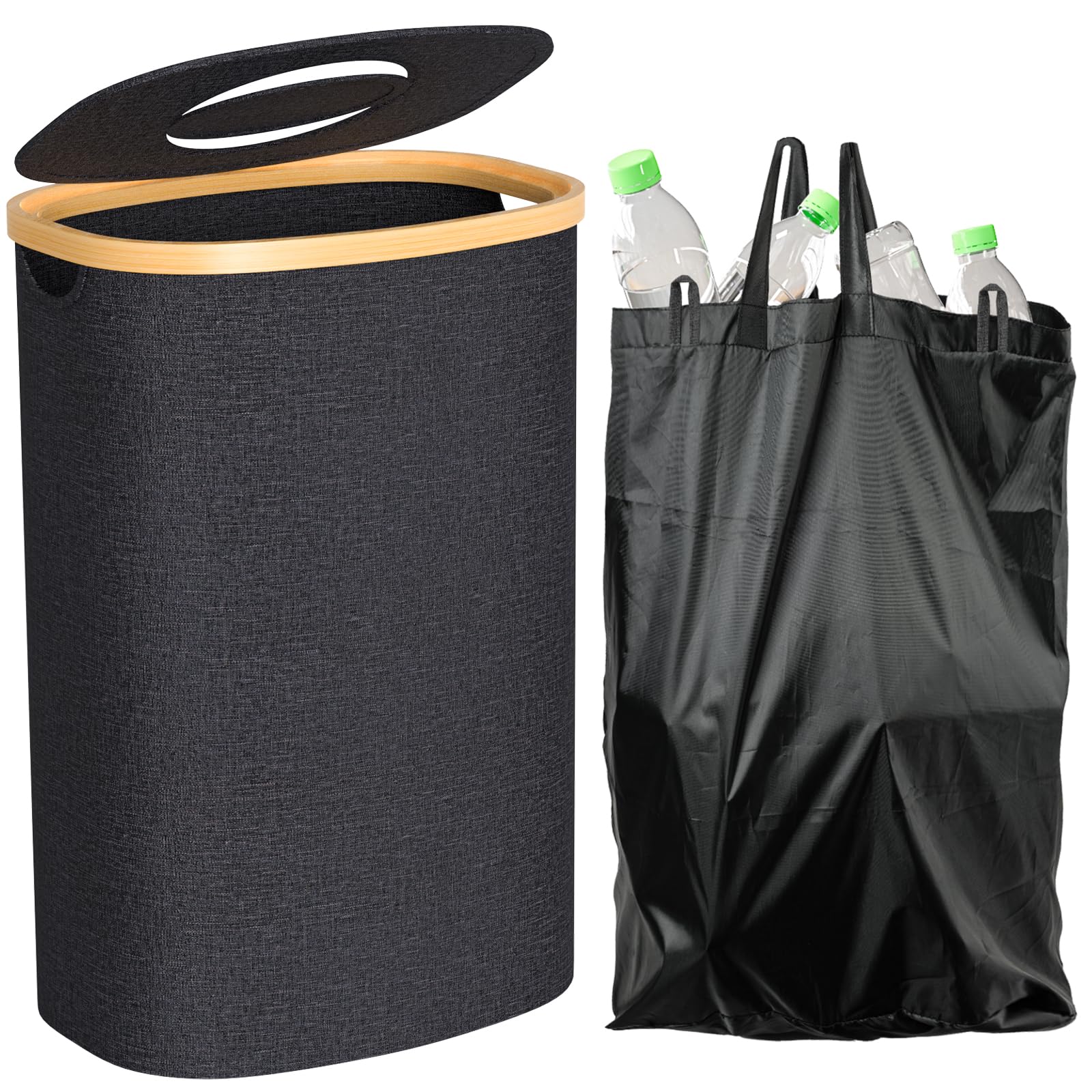 Foumteex Pfandflaschen Sammelbehälter mit Decke,110L Pfandsammler Organizer and Pfandflaschen Behälter Aufbewahrung, Leergutbehälter fur Recycling Abstellraum Flaschentasche (110L)