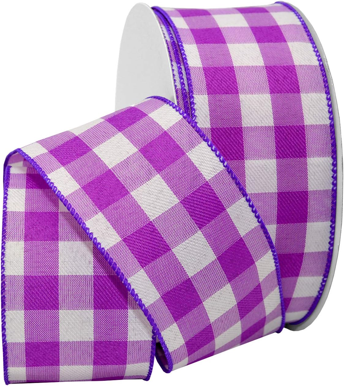 Morex Ribbon, Gingham Style Wired Taffeta, 1-1/2 inch by 50 Yards, Light Pink