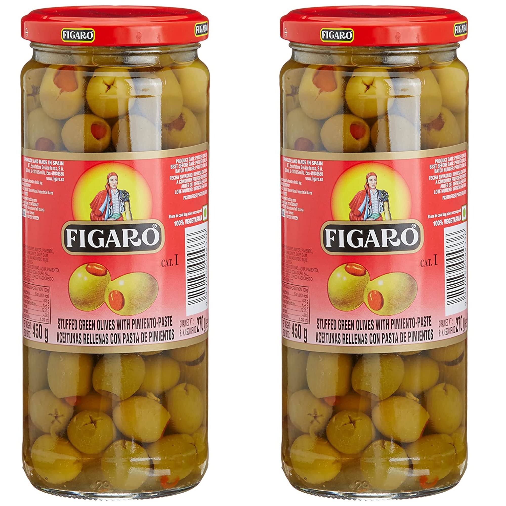 Figaro Stuffed Green Olives with Pimiento Paste, 15.87 oz ℮ 450 g, 2 Pack (B08WFXFFQ6) Amazon Price History, Amazon Price Tracker