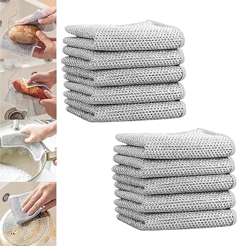 Miniatura 1 de Zyluxa Power Scrub, paño de limpieza Zyluxa, paños de limpieza Poshzon, trapos multiusos para lavar platos de alambre húmedo y seco, paño limpio