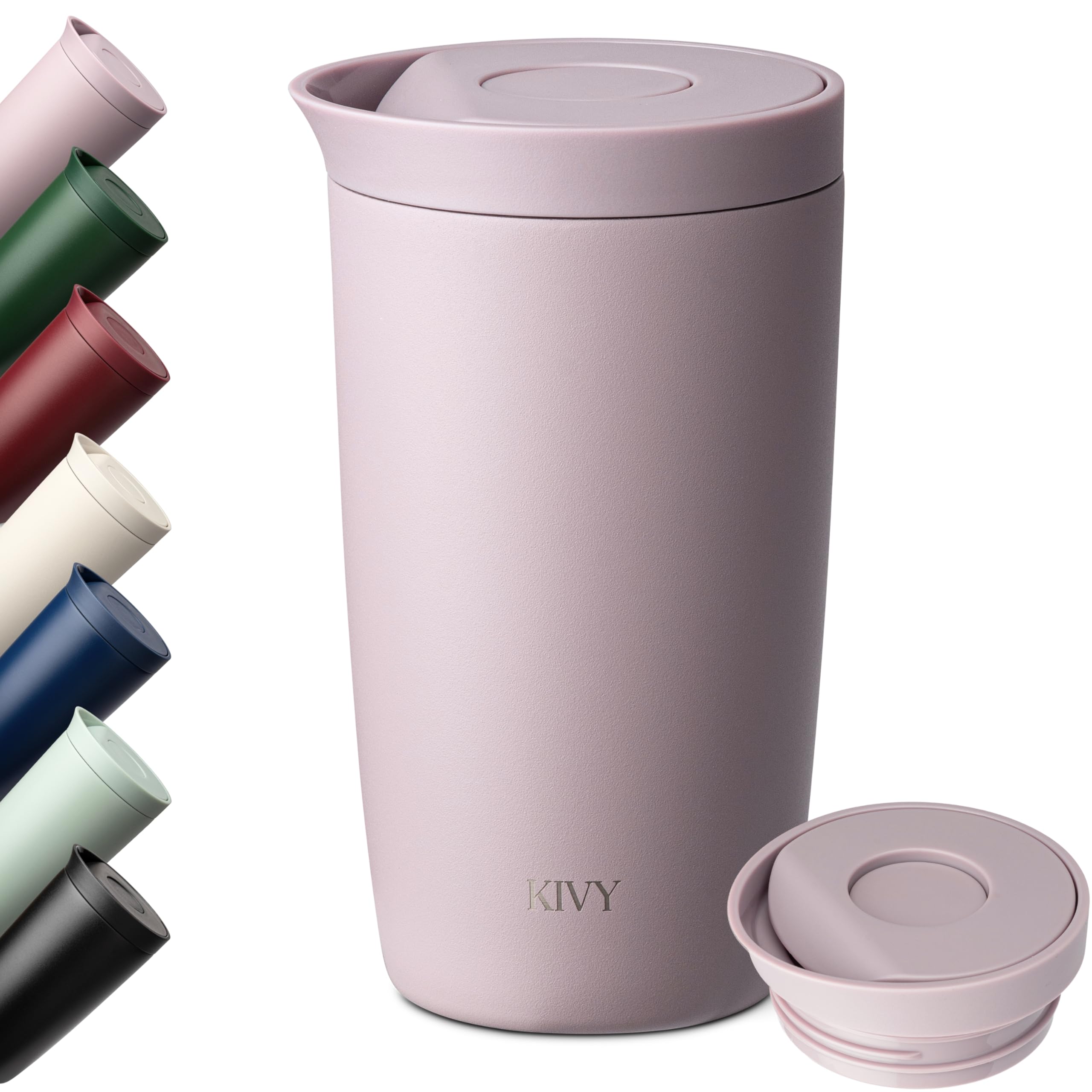 KIVY Thermobecher 350ml [6h heiß & 24h kalt] Isolierter Edelstahl Thermo Kaffee & Tee Becher Spülmaschinenfest & Auslaufsicher - Travel Mug - Coffee Cup - Trinkbecher Heiß - & Kaltgetränke