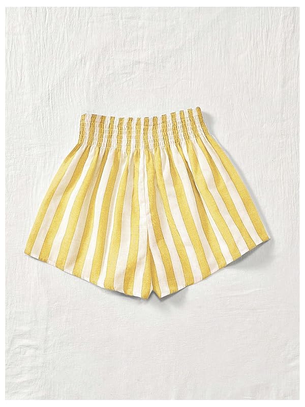 SweatyRocks Women's Striped Wide Leg Paperbag High Waisted Linen Shorts by SweatyRocks - Used condition - Image 3