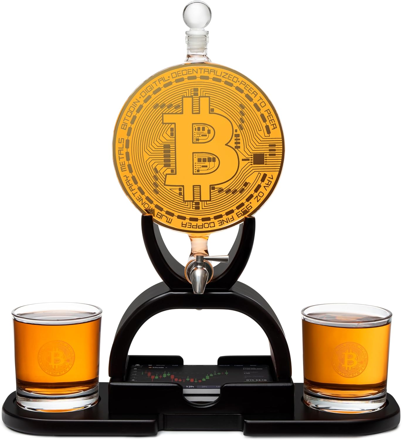 Bitcoin Whiskey Decanter Set. Unique Gift for Men, Whiskey Glasses Style  Premium Glassware Cryptocurrency, Bar Tumbler. Crystal. 11 Oz
