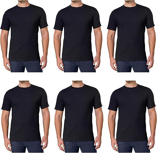 Kirkland Signature - Camiseta de cuello redondo para hombre, 100% algodón peinado pesado (paquete de 6)