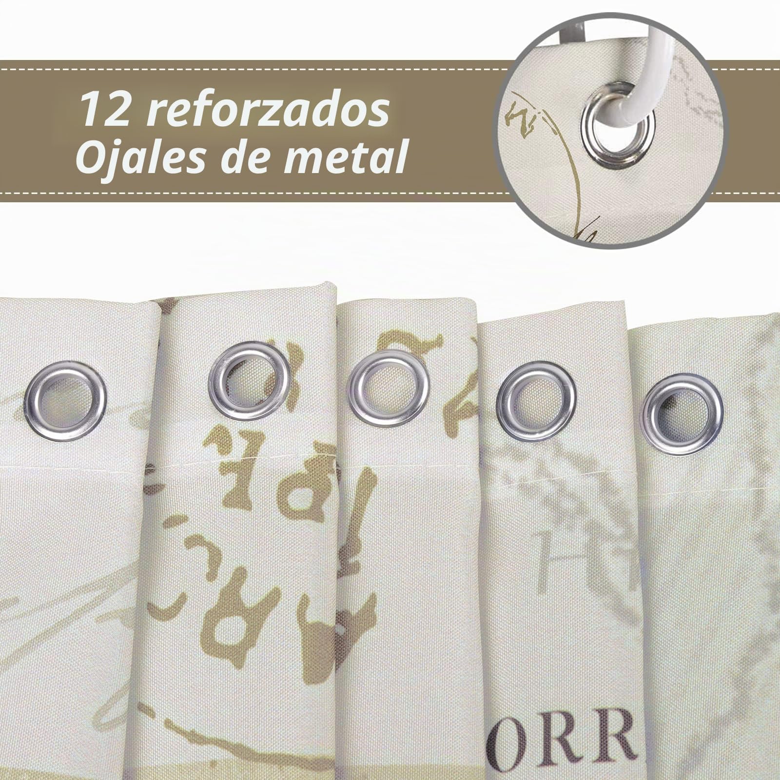 Bonhause Cortina de Ducha Náutico Ancla Faro Velero Cortina de Baño de Poliéster Impermeable Antimoho Lavable Cortina Ducha 180 x 180 cm con 12 Ganchos