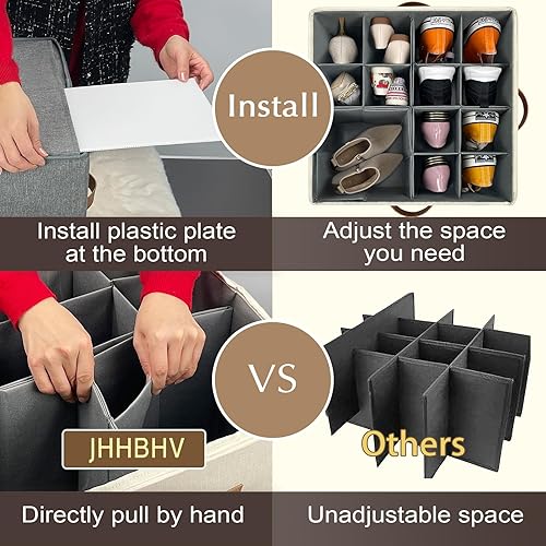 Miniatura 3 de Organizador de zapatos para armario, contenedores de almacenamiento ajustables para zapatos, grandes contenedores plegables de almacenamiento de