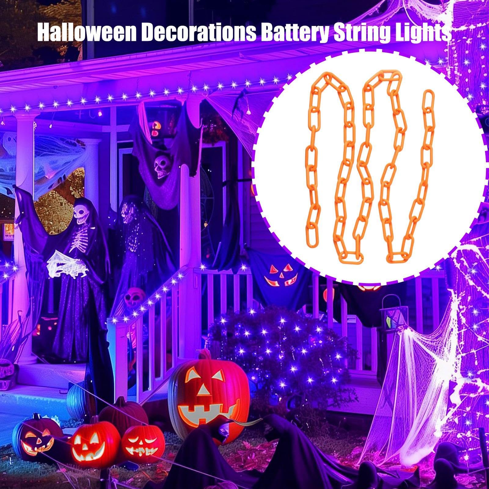 Guirnalda Luminosa de Luces LED Funcionan con Pilas, Resistentes a la | Luces en Cadena de Color Naranja Para uso en exteriores, jardín y patios, oficinas, noches, y