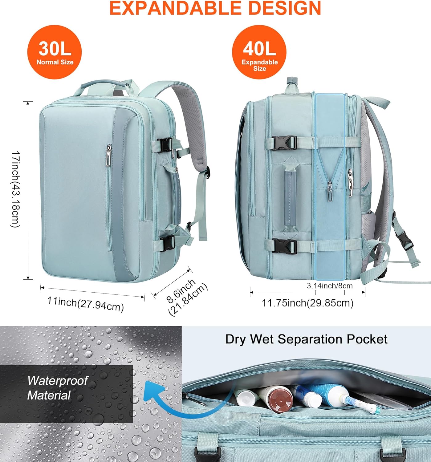 piJUSHI travel backpack for women with 180 degree opening for easy security