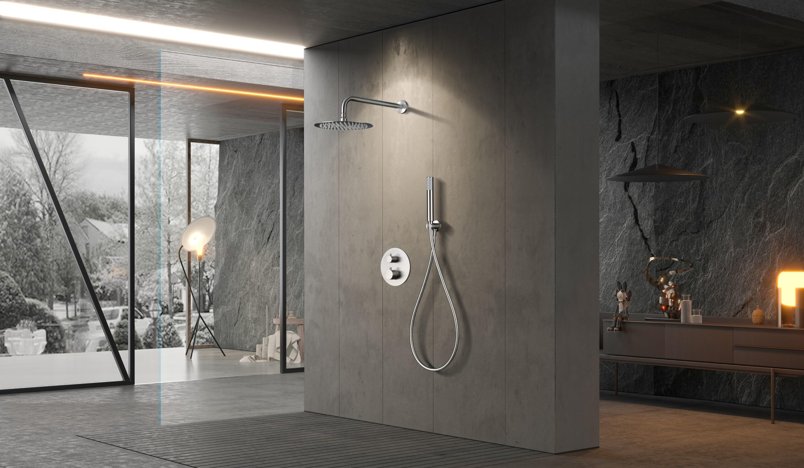 IMEX GTM039/NQ MONZA Grifo Termostático Ducha Empotrado Color Níquel Cepillado