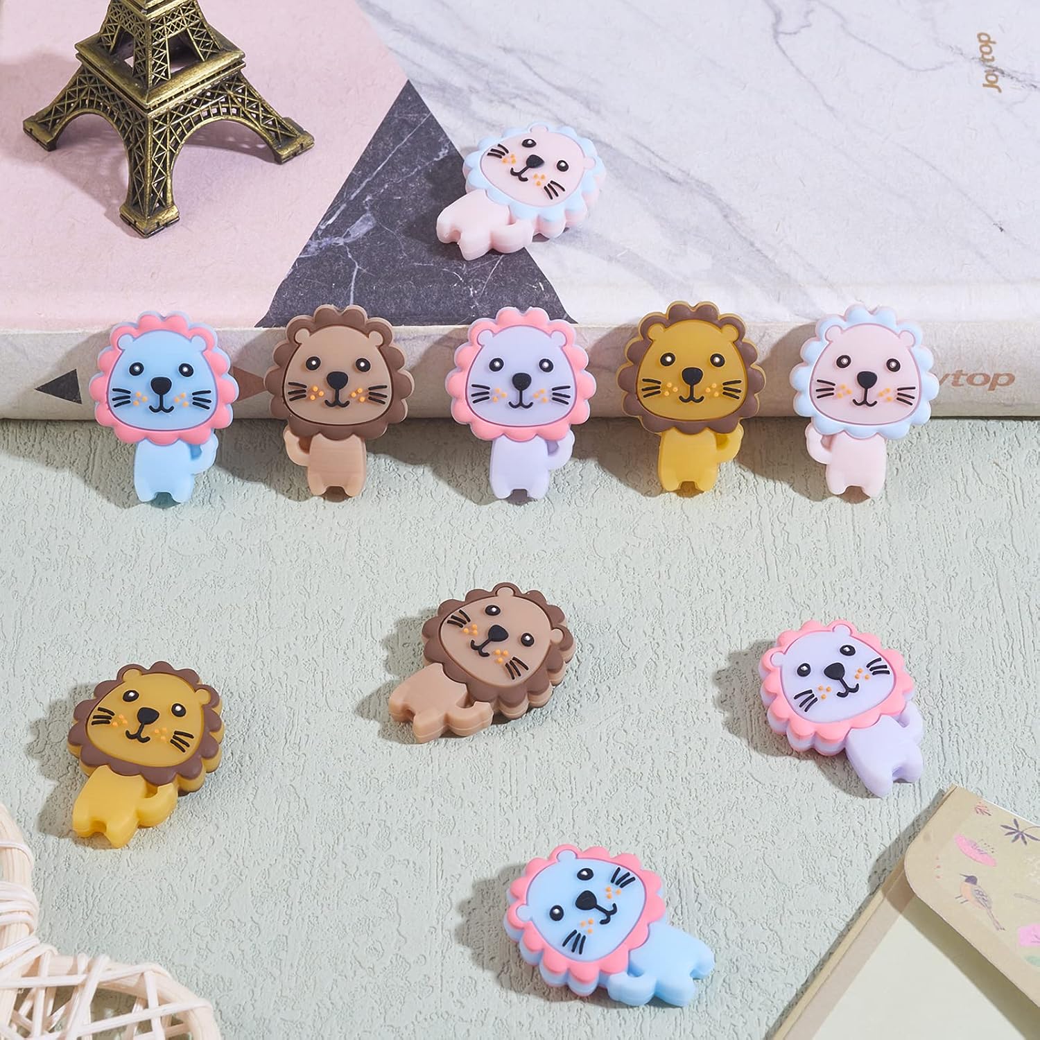 Animal Silicone Beads for Keychain Making, Lion, 10Pcs image 5