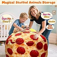 Vista 132 de Lukeight - Puf de almacenamiento de animales de peluche para niños, funda para puf de dinosaurio con cremallera para organizar la habitación