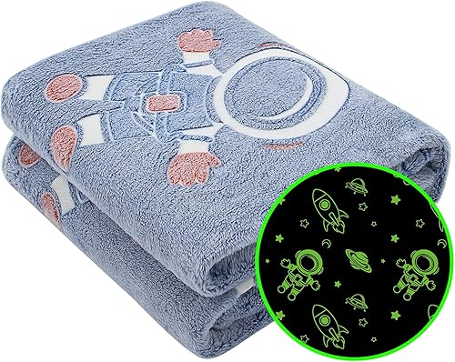 Manta que brilla en la oscuridad, manta suave y acogedora para decoración de espacio, para sofá, cama, sillón, regalos únicos para niños, niñas,