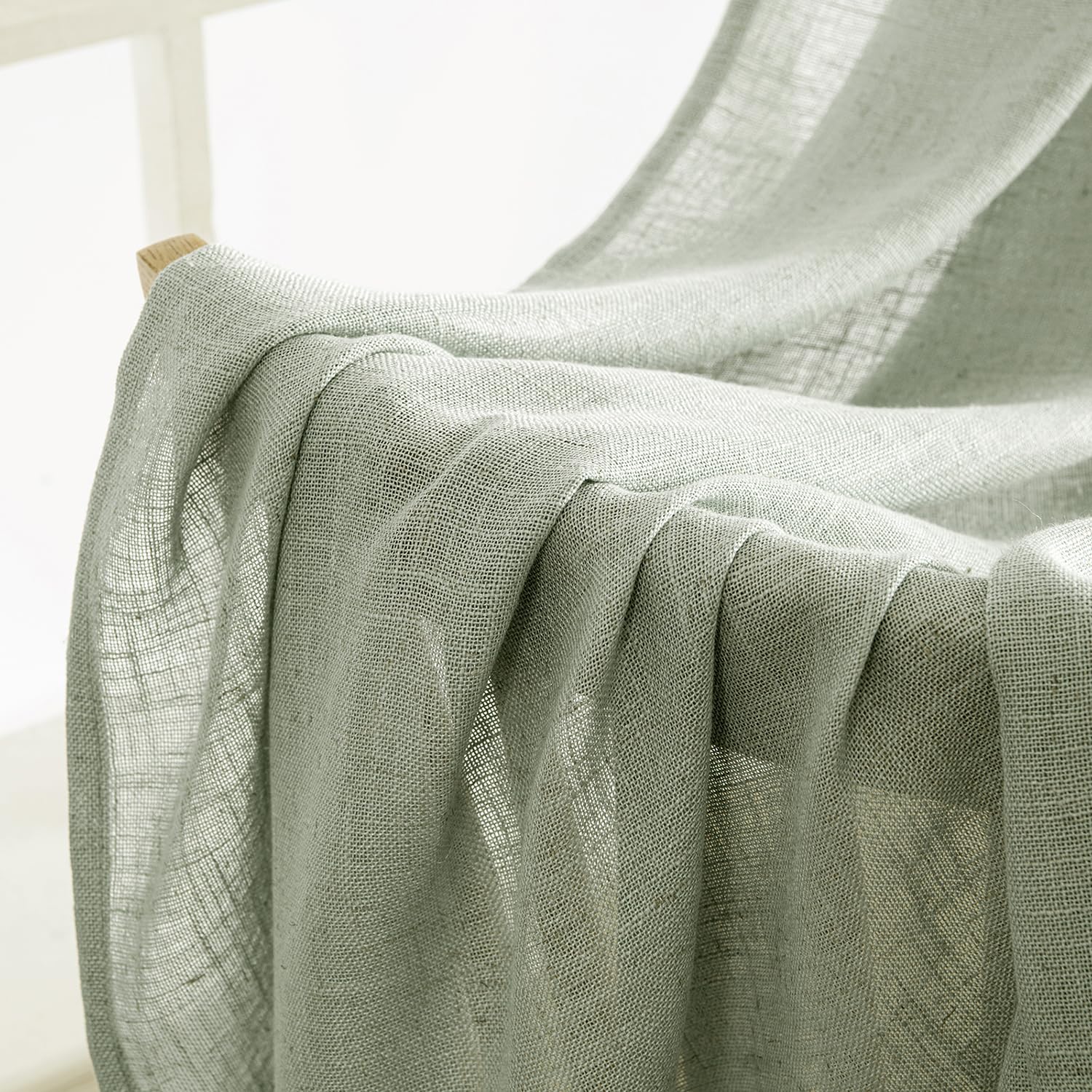 MIULEE Brown Linen Curtains 84 Inch Length for Bedroom Living Room, Soft Thick Linen Textured Window Drapes Semi Sheer Light Filtering Back Tab Rod Pocket Burlap Look Farmhouse Decor, 2 Panels: 52"W x 84"L (Pack of 2) Sage