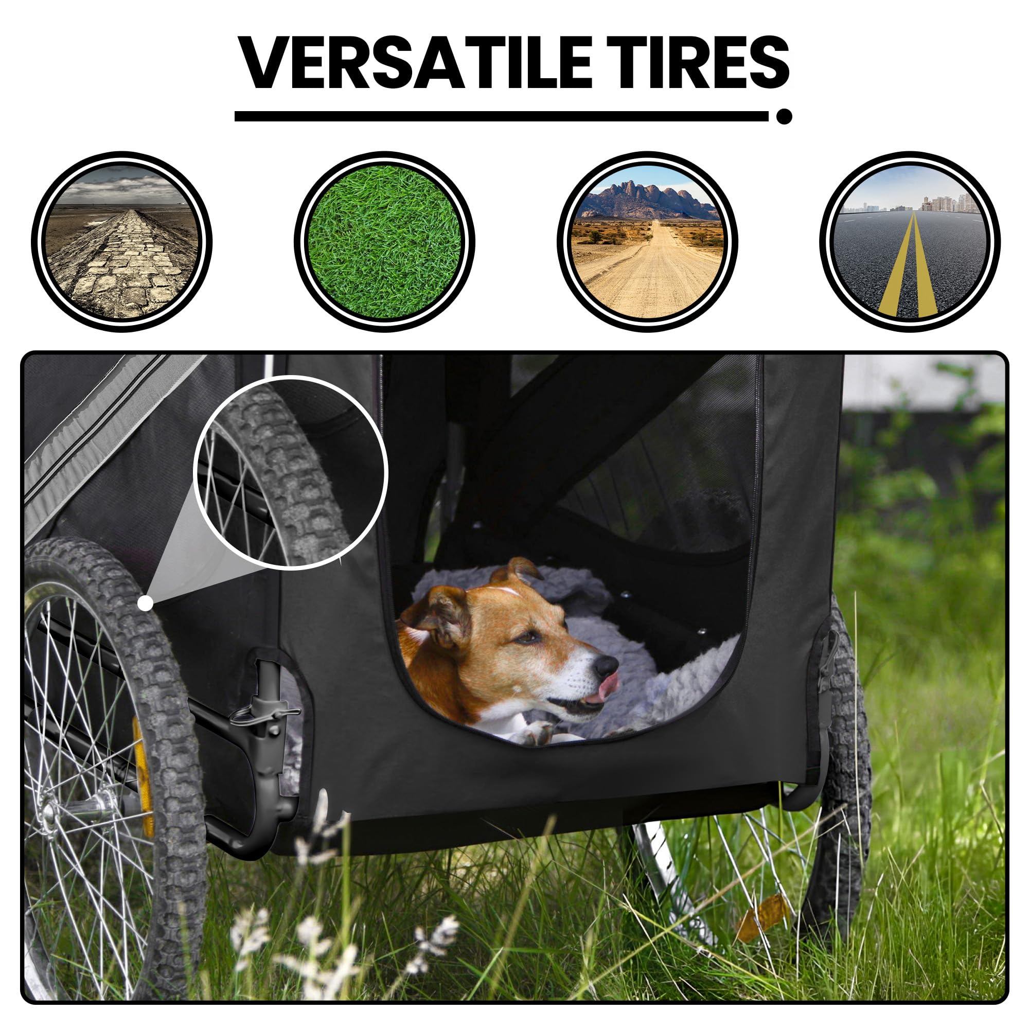 Remorque Vélo Chien 2 en 1 - Poussette Chien Pliable, Charge jusqu'à 35 kg, Attelage Inclus, Sol Antidérapant, Sangle Sécurité, Bien Ventilée, Multifonctionnelle, Gris Foncé